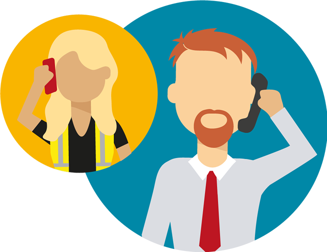 Illustration of two people talking on the phone